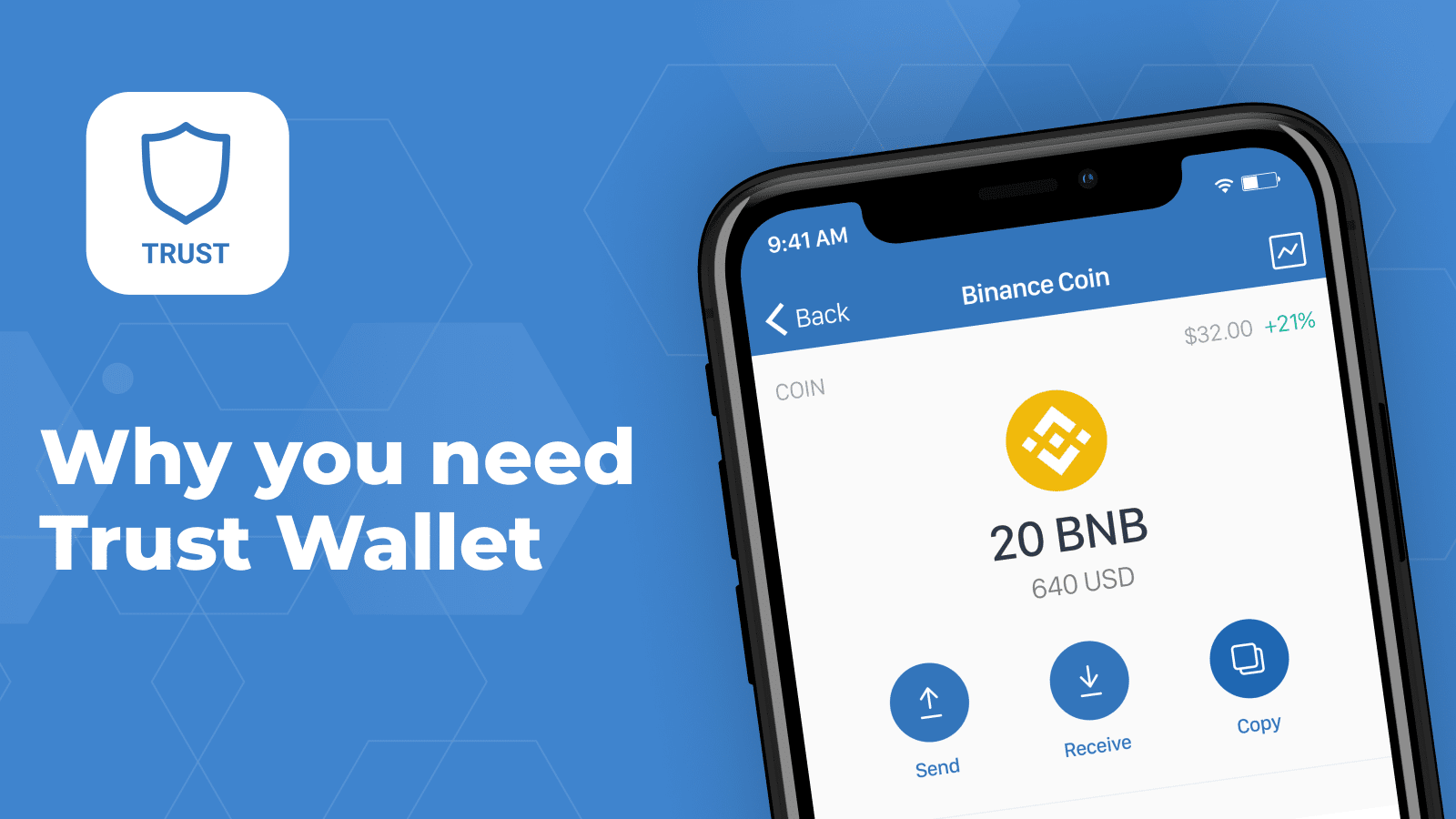 Open the Trust Wallet app and create a new wallet or import an existing one.